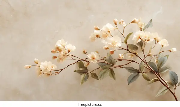 Delicate Pastel Flowers on Beige Background