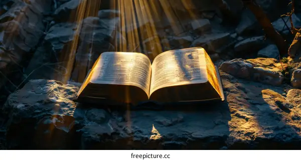 Open Bible with Divine Light Rays