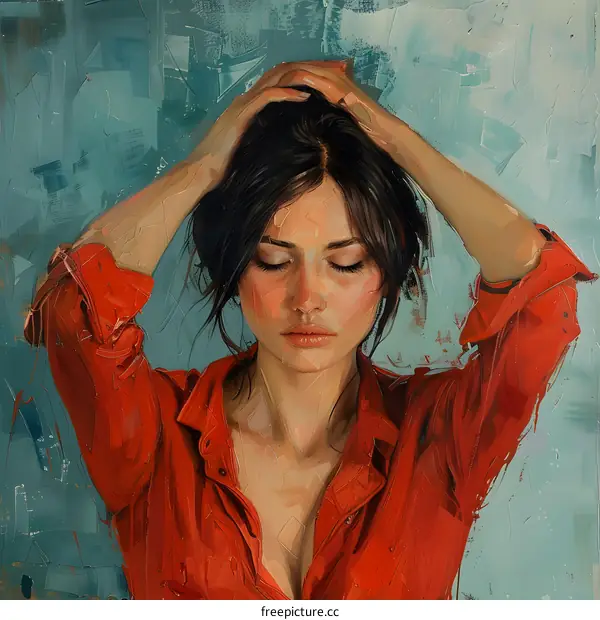 Portrait of a Woman in a Red Shirt