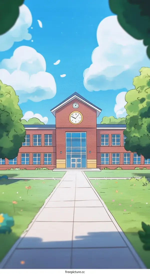 A Sunny Day at School Illustration