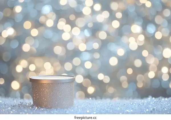 Silver Glitter Container on a Glittery Background