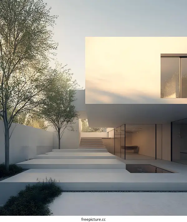 Modern Minimalist House with Geometric Design and Patio