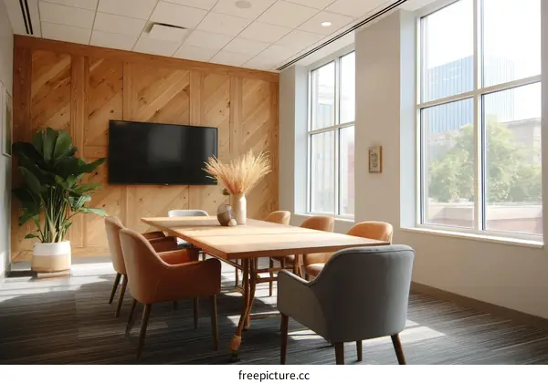 Modern Conference Room with Large Windows