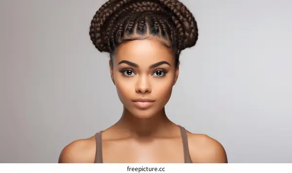 portrait of a beautiful young african american woman with braided hair