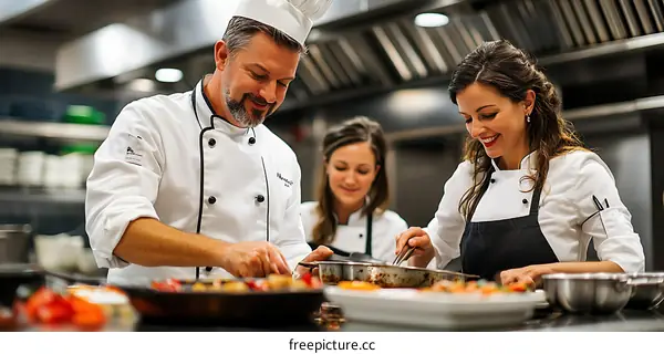 Professional Chefs Cooking in a Restaurant Kitchen