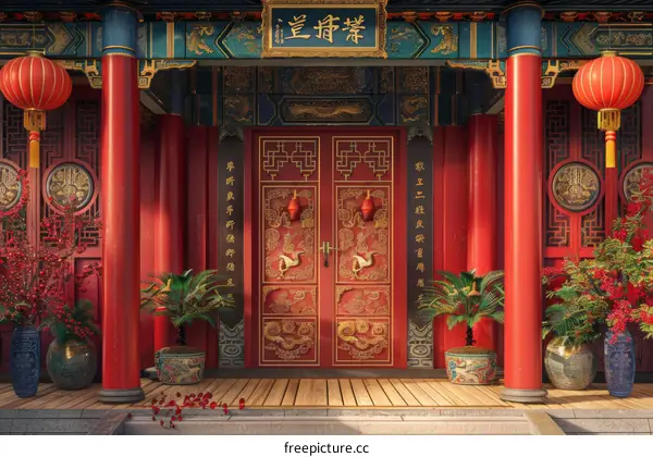 Traditional Chinese Temple Entrance