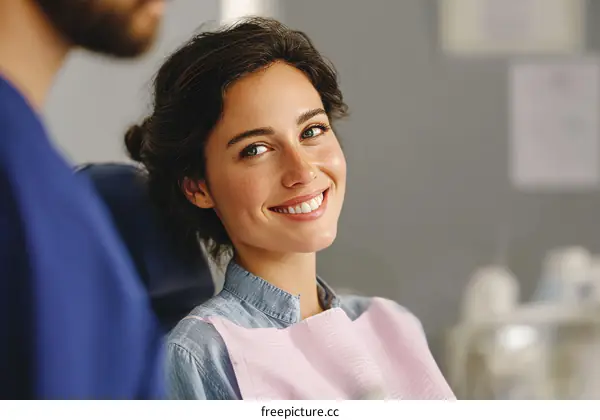 Smiling Patient in a Dental Office