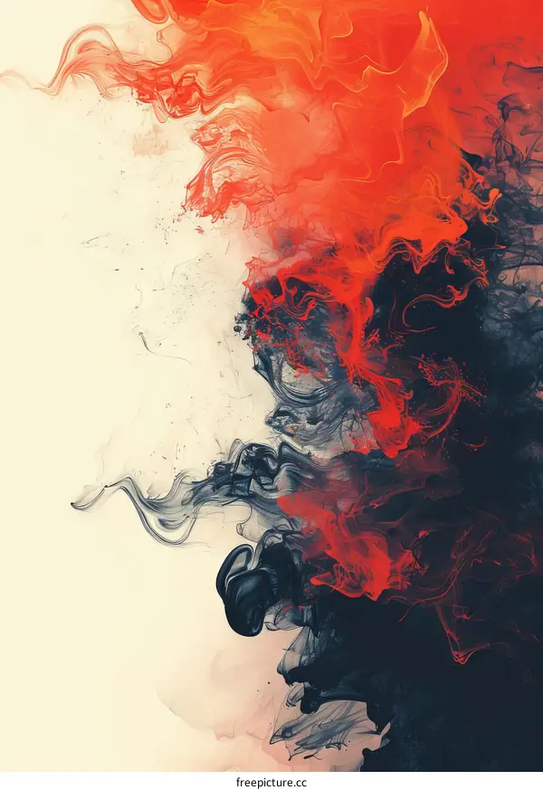Abstract Smoke Art: Red & Black