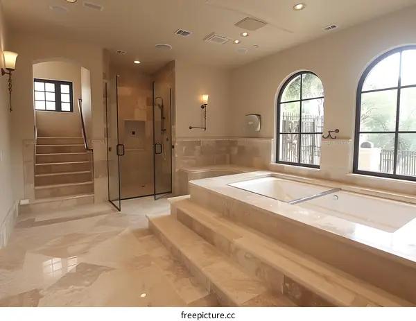 Bathroom with Large Bathtub and Walk-in Shower