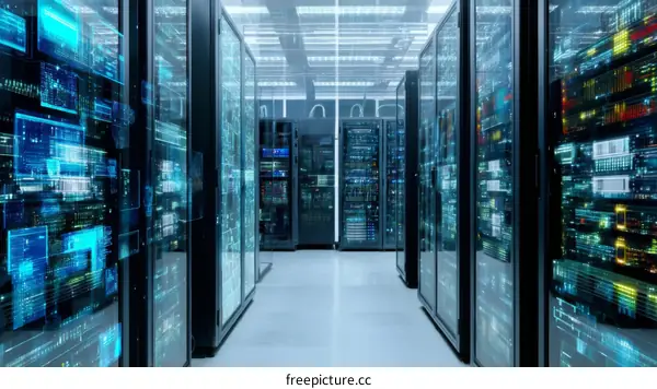 Modern Data Center with Advanced Server Racks
