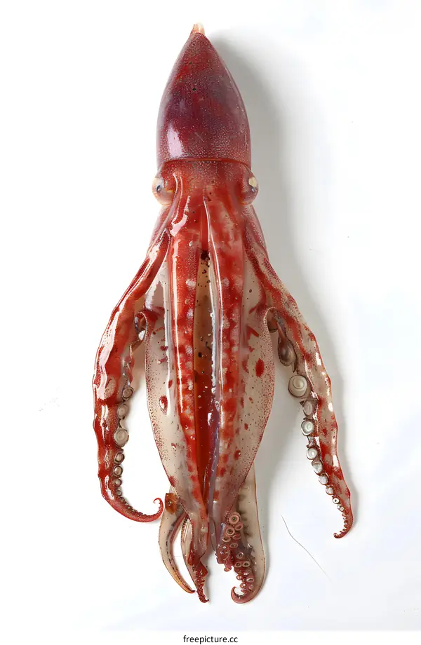 Fresh Squid on White Background