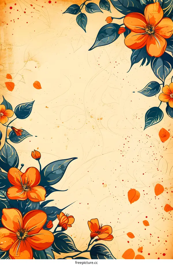 Vintage floral background with a blank space in the middle