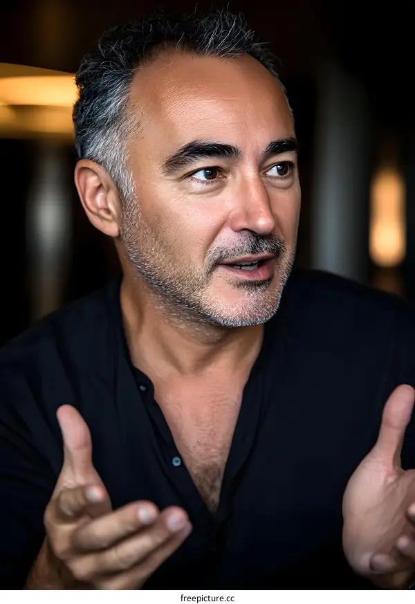 Portrait of a Middle Eastern Man with a Black Shirt