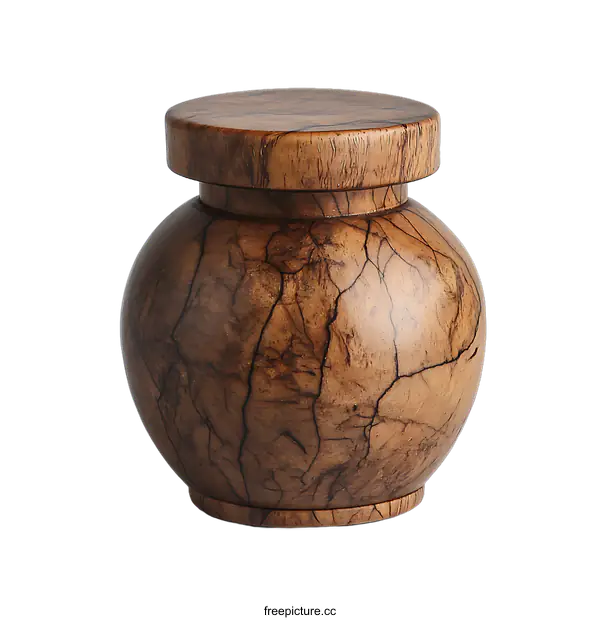 [Transparent Background PNG]Handcrafted Wooden Decorative Jar