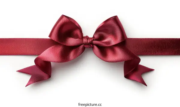 Red ribbon bow isolated on white background