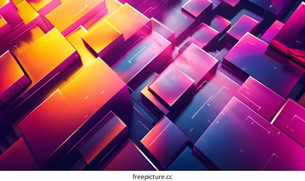 Colorful 3D rendering of a surface with beveled cubes.