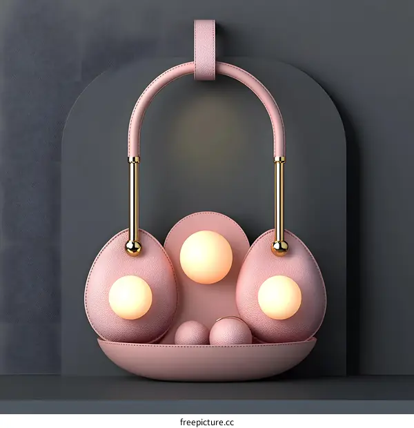 Modern Pink Leather Wall Mounted Lamp with Gold Accents