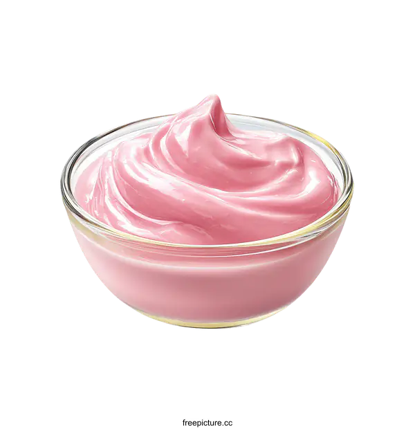 [Transparent Background PNG]Pink Dessert in Glass Bowl