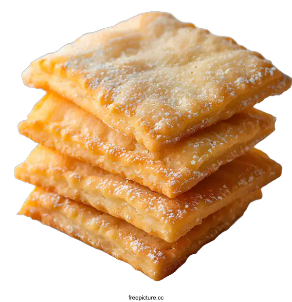 [Transparent Background PNG]Stack of square cookies with powdered sugar