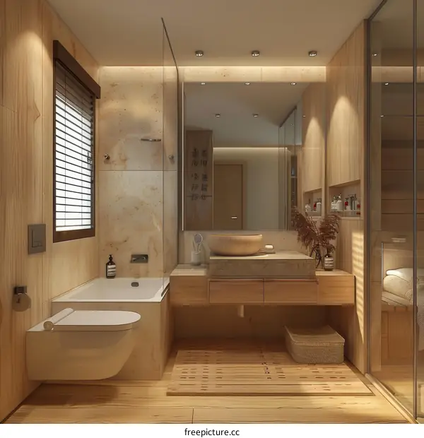 Modern Minimalist Wooden Bathroom Design