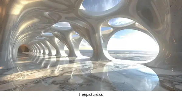 Futuristic Interior of an Alien Base