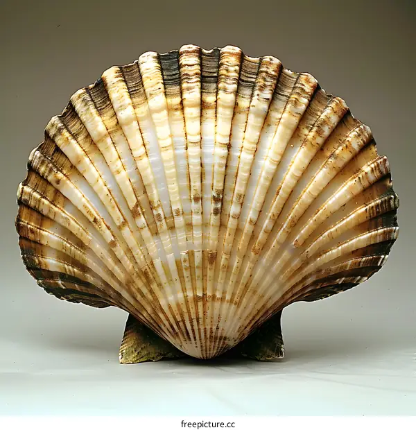 Seashell specimen on neutral background