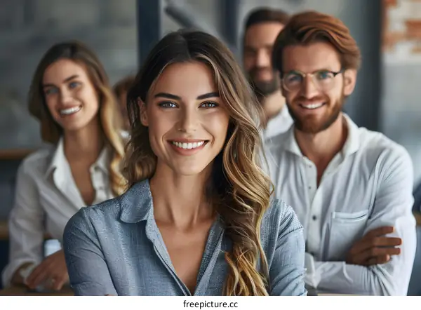 portrait of a group of business people smiling at the camera
