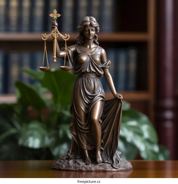 Lady Justice statue with scales representing the justice system