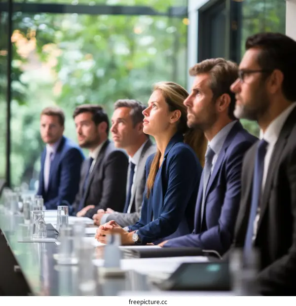 A group of business professionals in a meeting