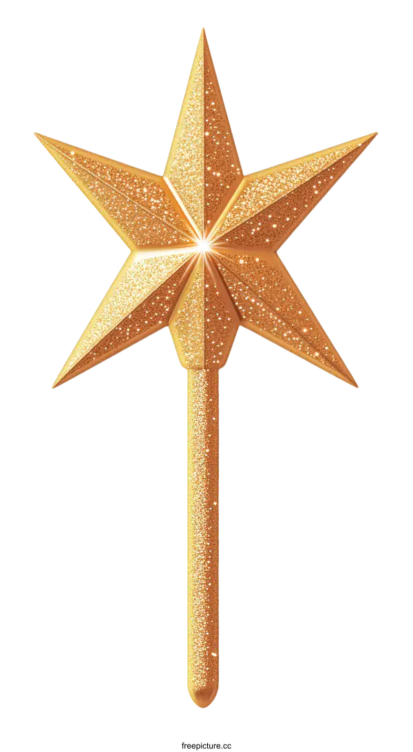 [Transparent Background PNG]Golden Glitter Christmas Star Ornament