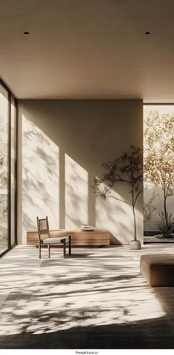 Minimalist Living Room Interior Design with Natural Light and Greenery