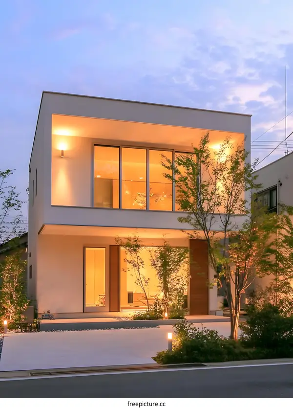 Modern Two Story House with Large Windows
