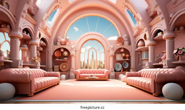 pink living room interior design