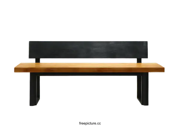 [Transparent Background PNG]Modern Wooden Park Bench with Metal Frame