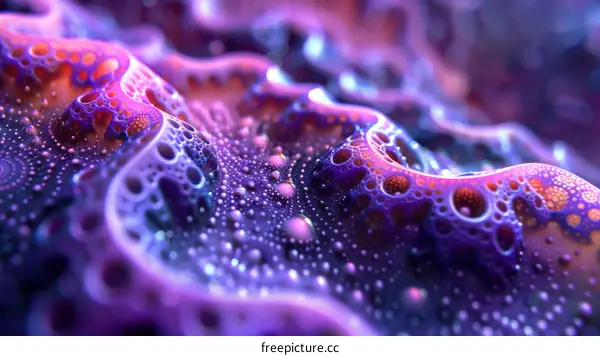 Surreal 3D Render with Bumpy Pink and Purple Surface
