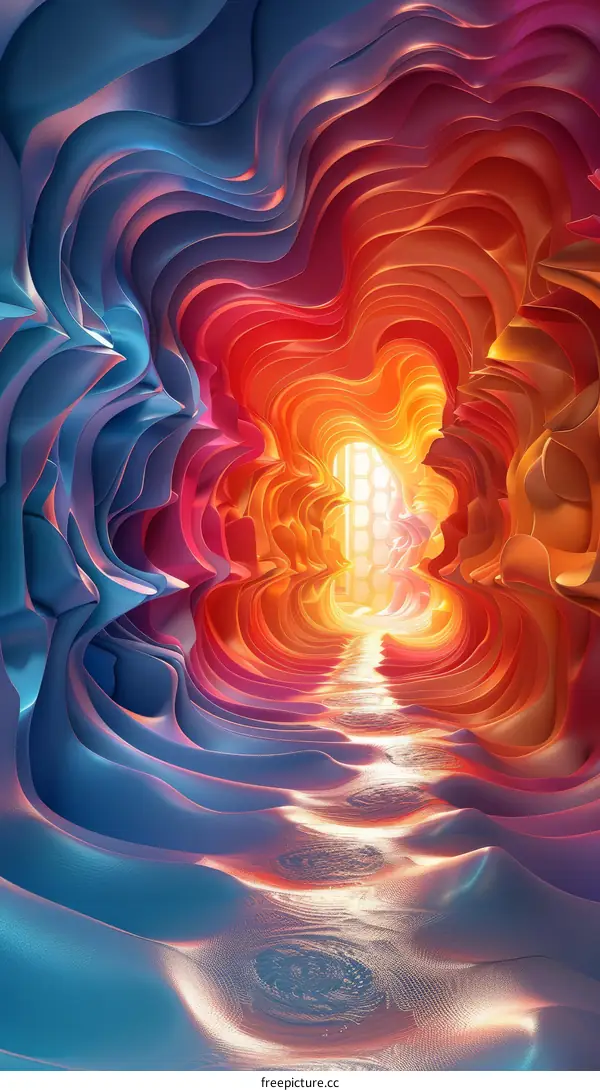 Vibrant Abstract Painting with a Tunnel of Light