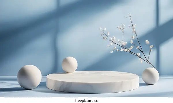 Marble Podium Display with Floral Arrangement