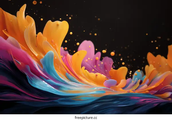 Abstract Colorful Liquid Paint Splash Art