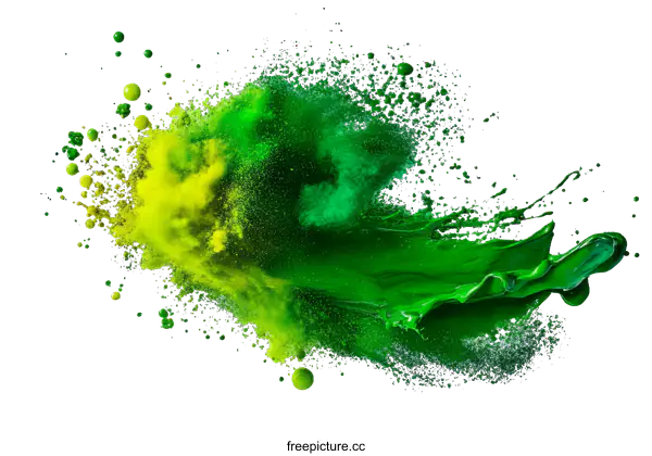 [Transparent Background PNG]Abstract Explosion of Green and Yellow Colors