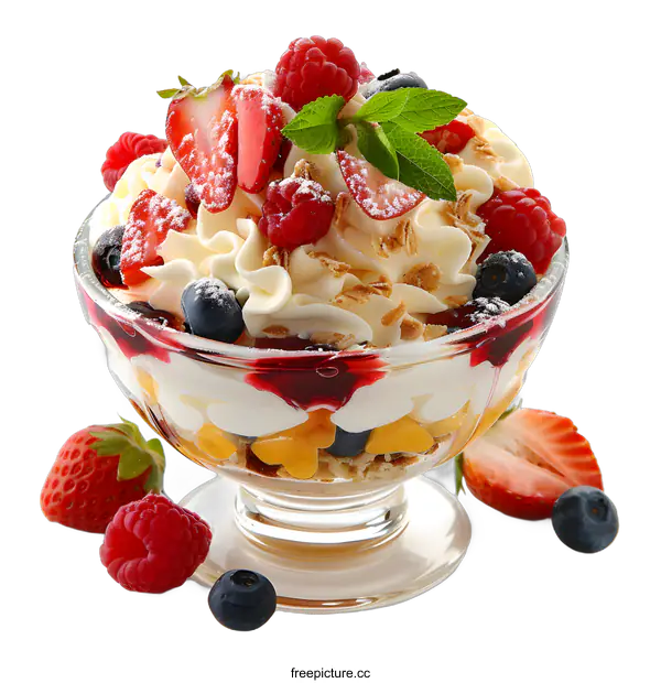[Transparent Background PNG]Delicious Dessert with Fresh Berries