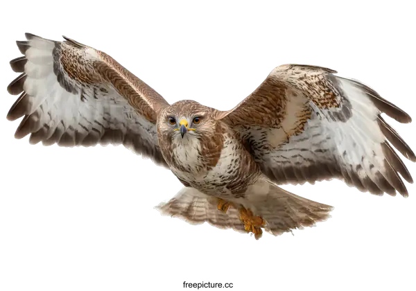 [Transparent Background PNG]European Honey Buzzard in Flight Against White Background