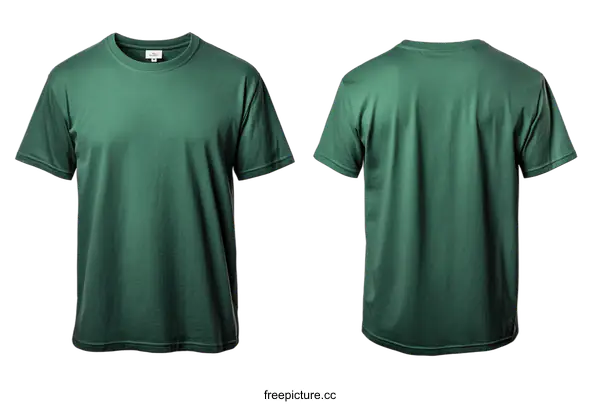 [Transparent Background PNG]Blank Dark Green T-Shirt Mockup Front and Back