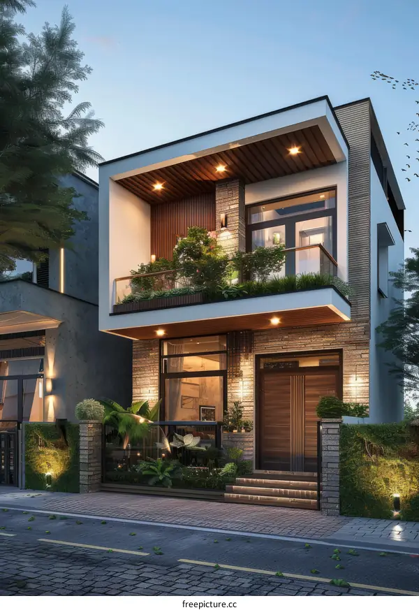 Modern House with Courtyard and Garden