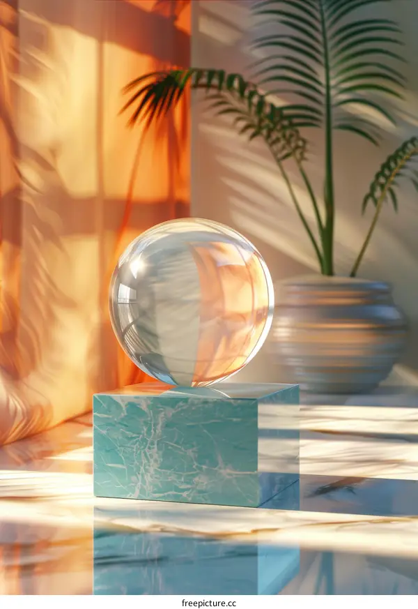 Glass Ball on Marble Base