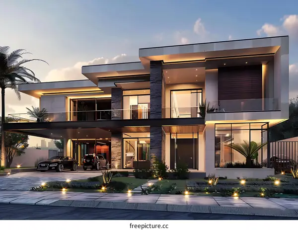 Modern Luxury Home Design With Large Windows And A Spacious Patio