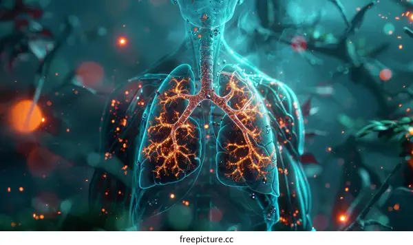 Futuristic glowing human lungs