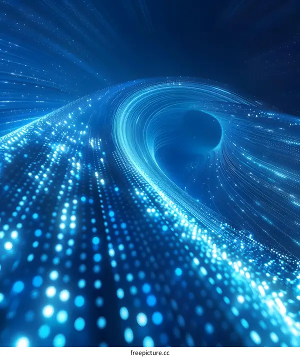 Abstract Blue Vortex Background with Glowing Particles