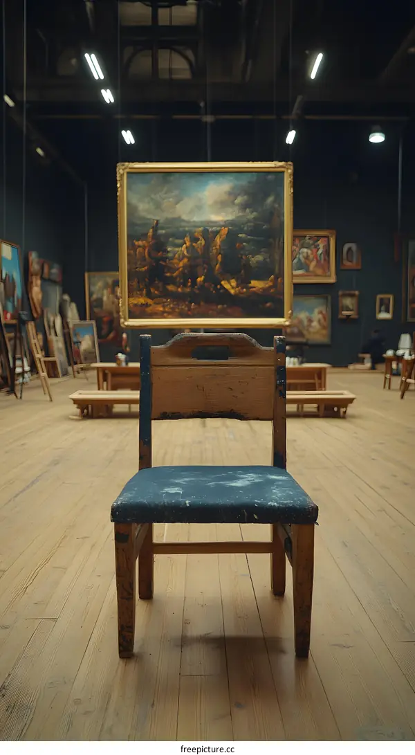 Old Wooden Chair in Art Gallery