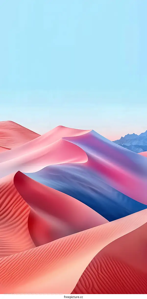Abstract Pink and Blue Desert Landscape Illustration