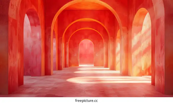 Pink arched hallway
